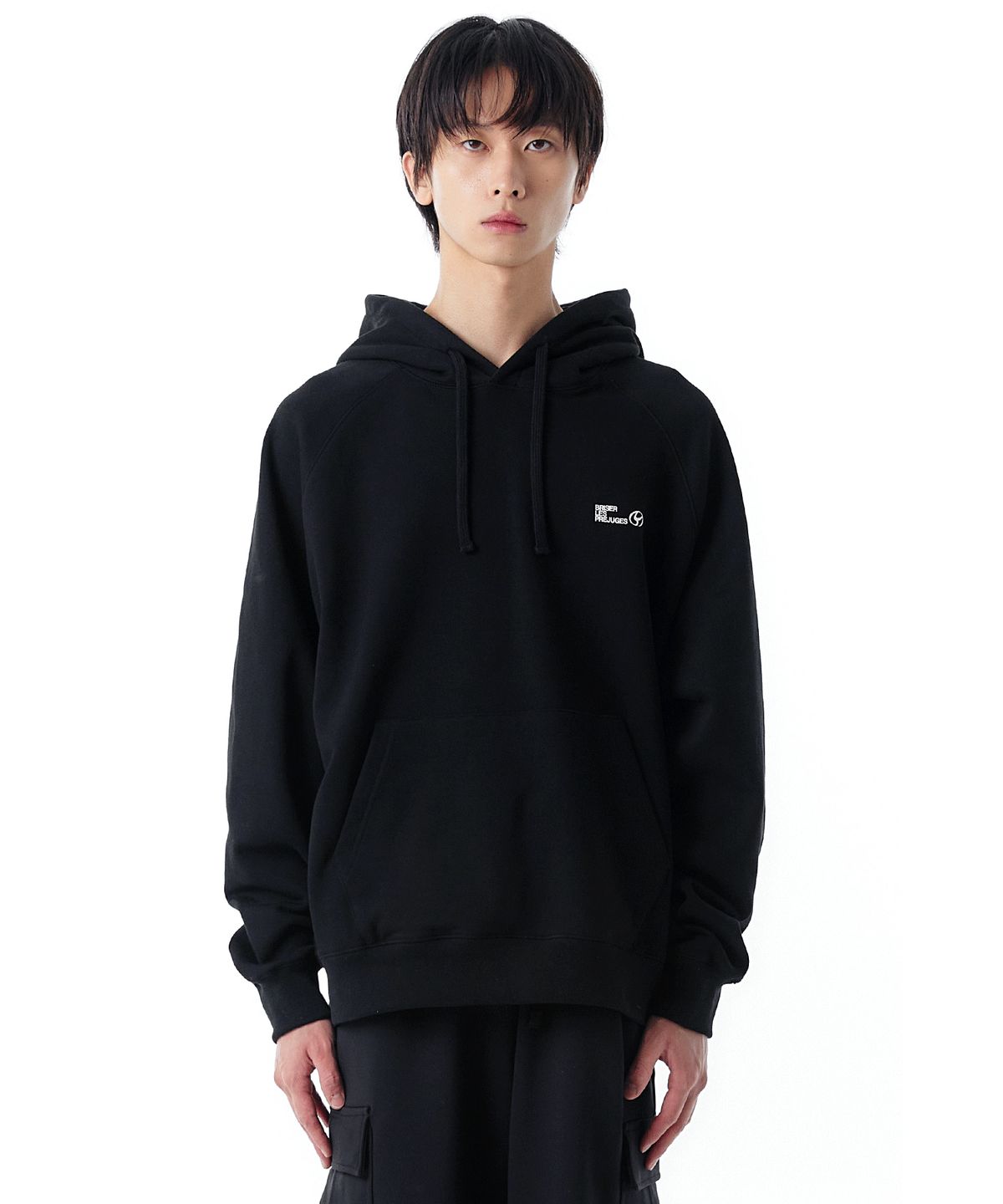 오픈야드(오와이)(OPENYARD(OY)) W.L BACK ZIPPER RAGLAN HOODIE-BLACK