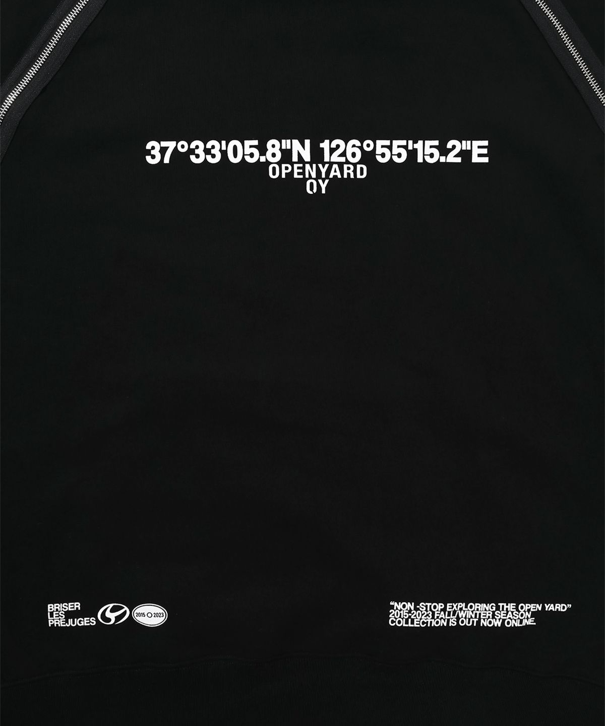 오픈야드(오와이)(OPENYARD(OY)) W.L BACK ZIPPER RAGLAN HOODIE-BLACK