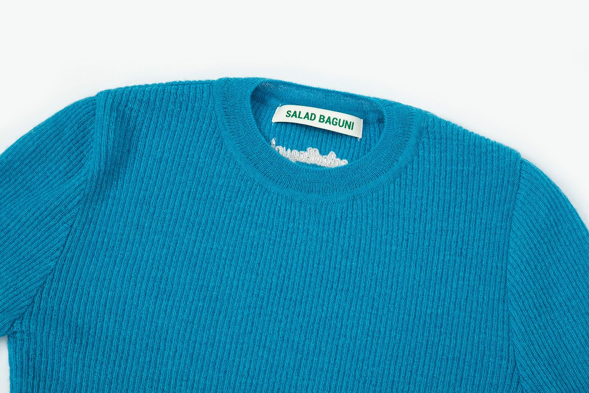 샐러드바구니(SALAD BAGUNI) Mohair Ribbed Round Pullover_blue