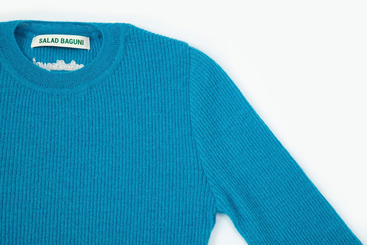 샐러드바구니(SALAD BAGUNI) Mohair Ribbed Round Pullover_blue