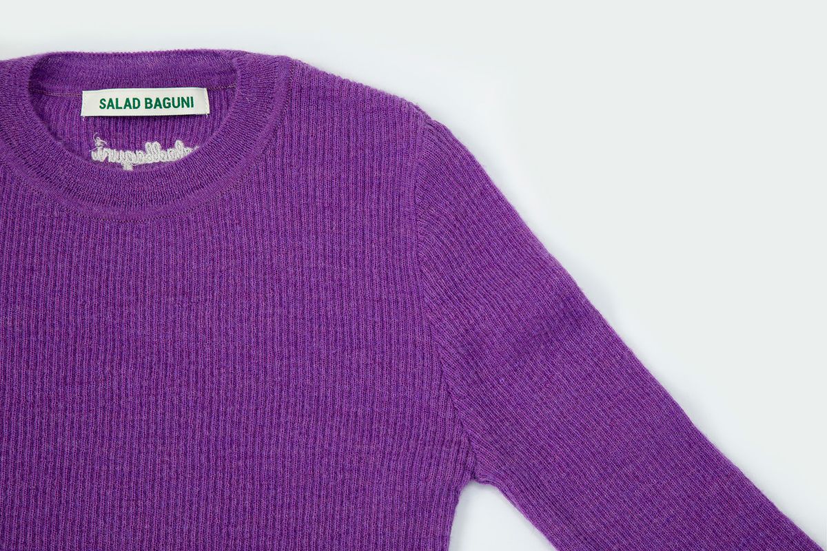 샐러드바구니(SALAD BAGUNI) Mohair Ribbed Round Pullover_purple
