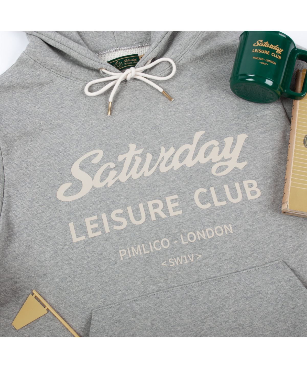 세러데이 레저 클럽(SATURDAY LEISURE CLUB) Saturday Leisure Club Logo Leisure Hoodie(Unisex) - Grey