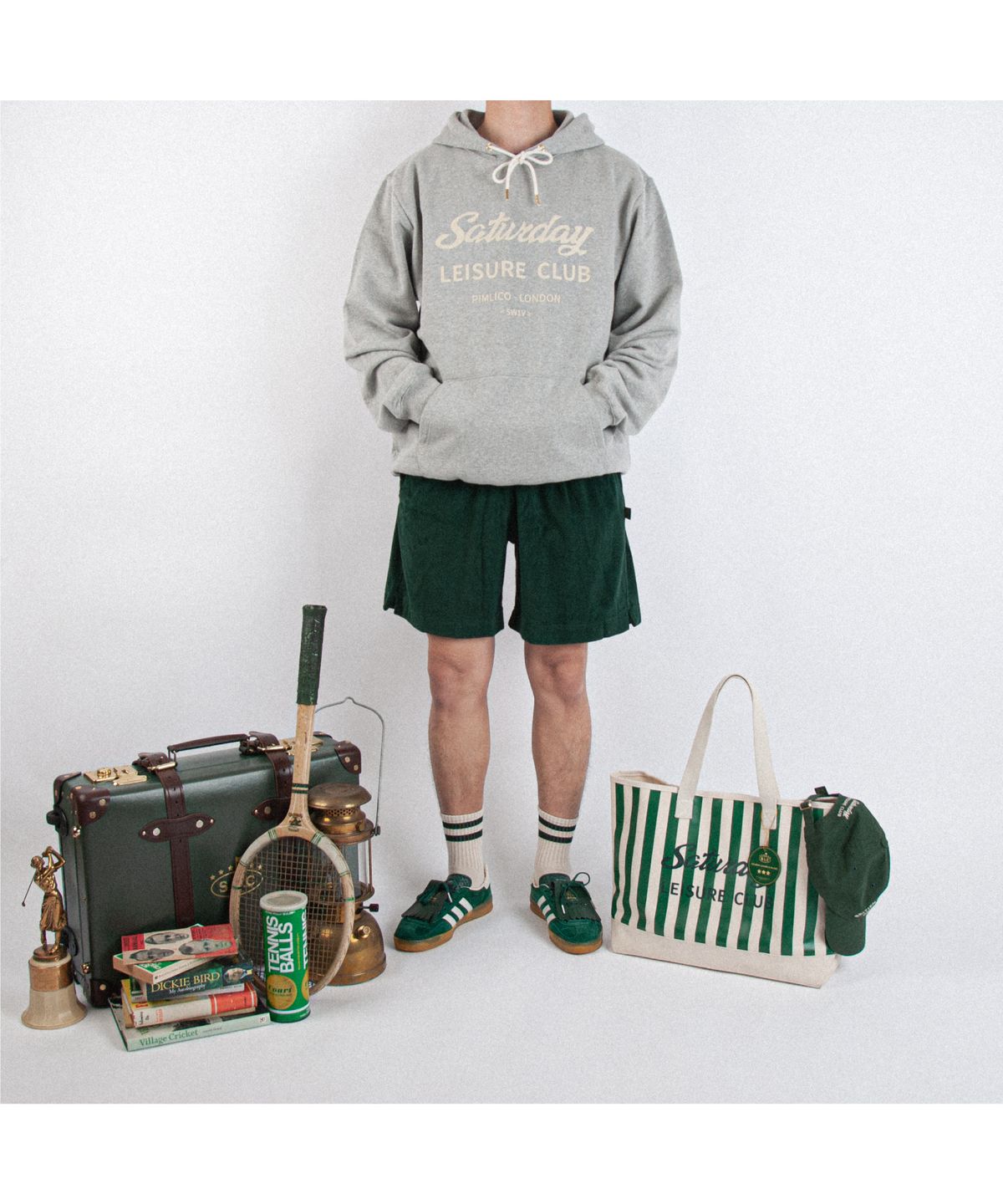 세러데이 레저 클럽(SATURDAY LEISURE CLUB) Saturday Leisure Club Logo Leisure Hoodie(Unisex) - Grey
