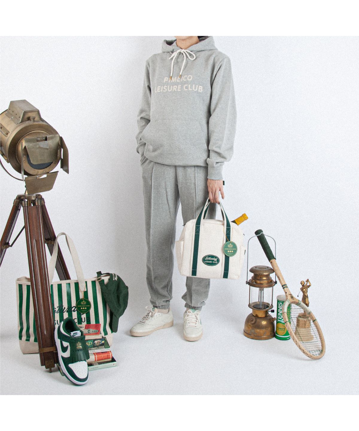 세러데이 레저 클럽(SATURDAY LEISURE CLUB) Pimlico Leisure Club Logo Leisure Hoodie(Unisex) - Grey