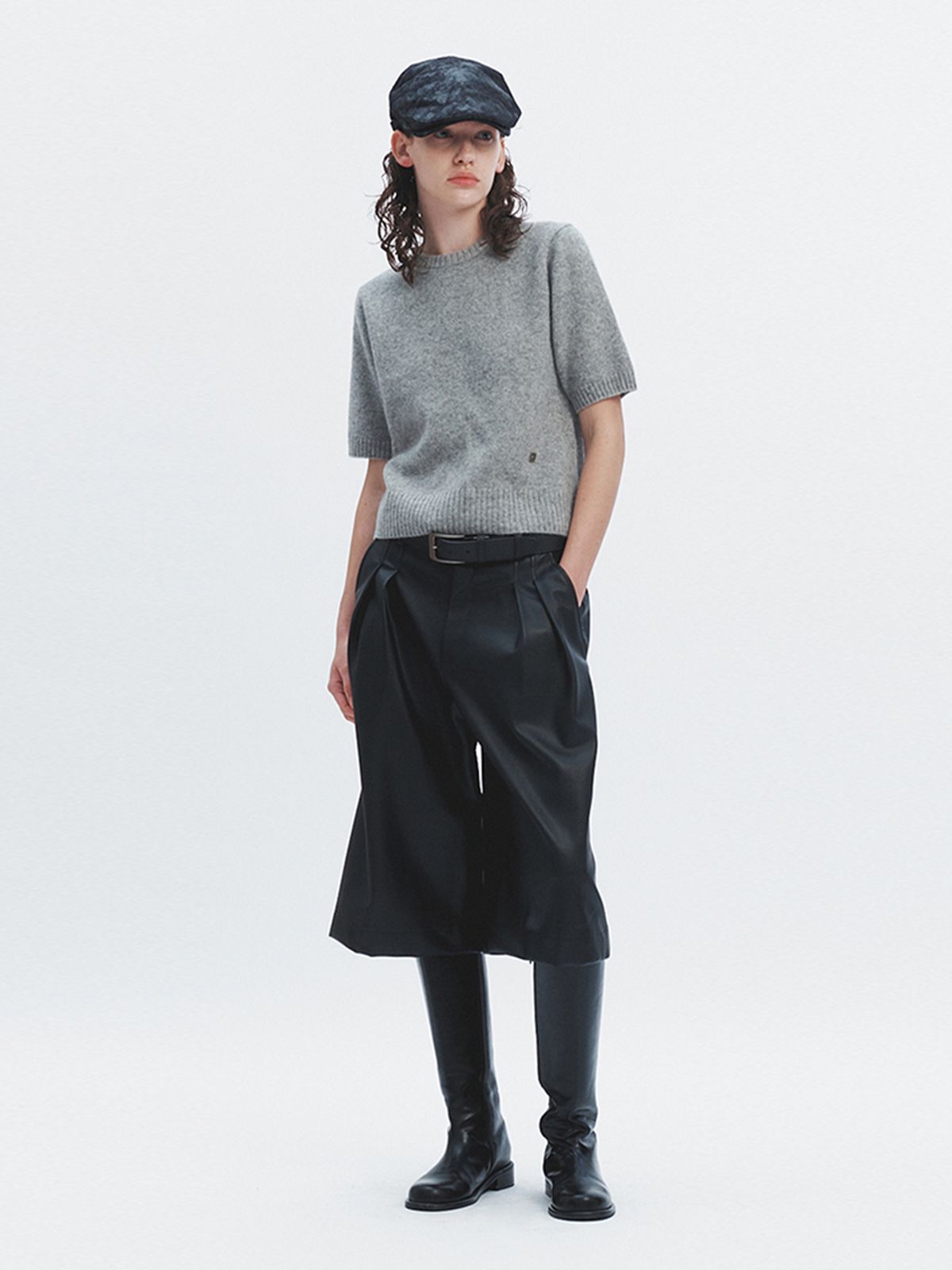 해브레스(HAVELESS) SOFY ALPACA ROUND KNIT TOP GREY