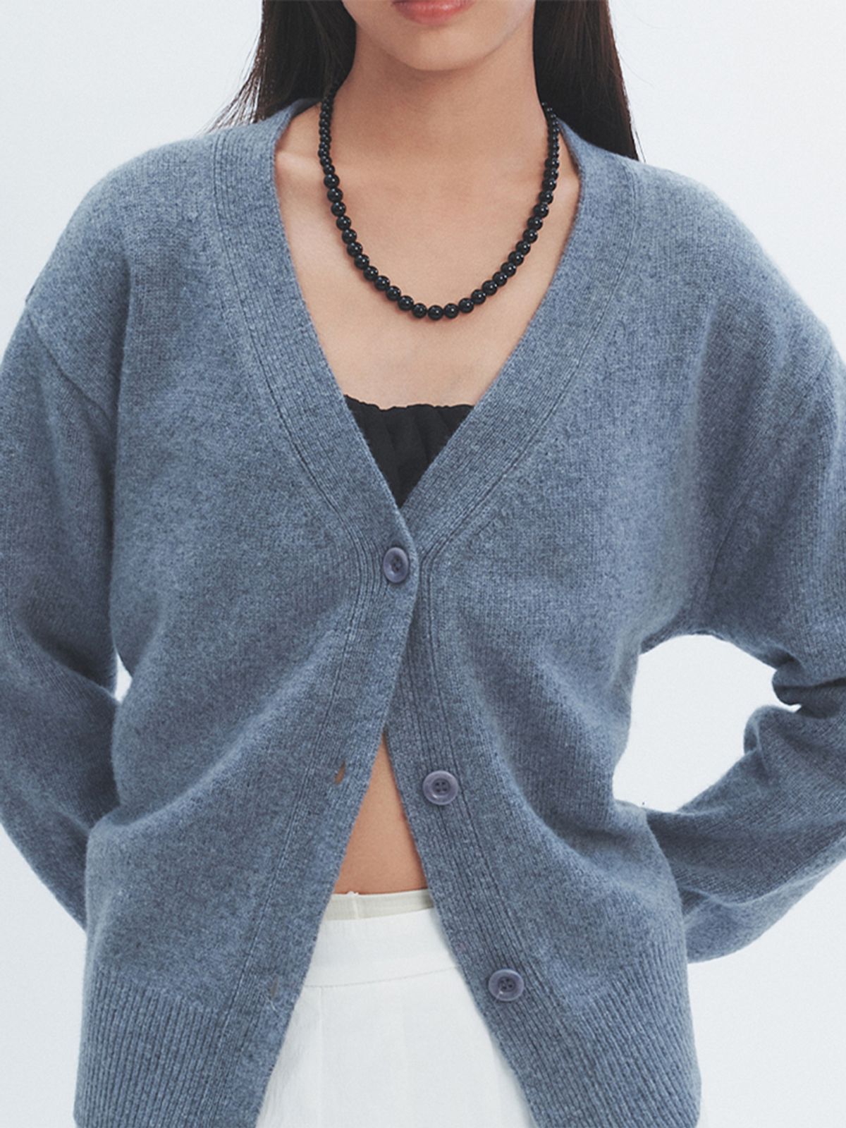 해브레스(HAVELESS) BANETT CASHMERE BLEND CARDIGAN GREY