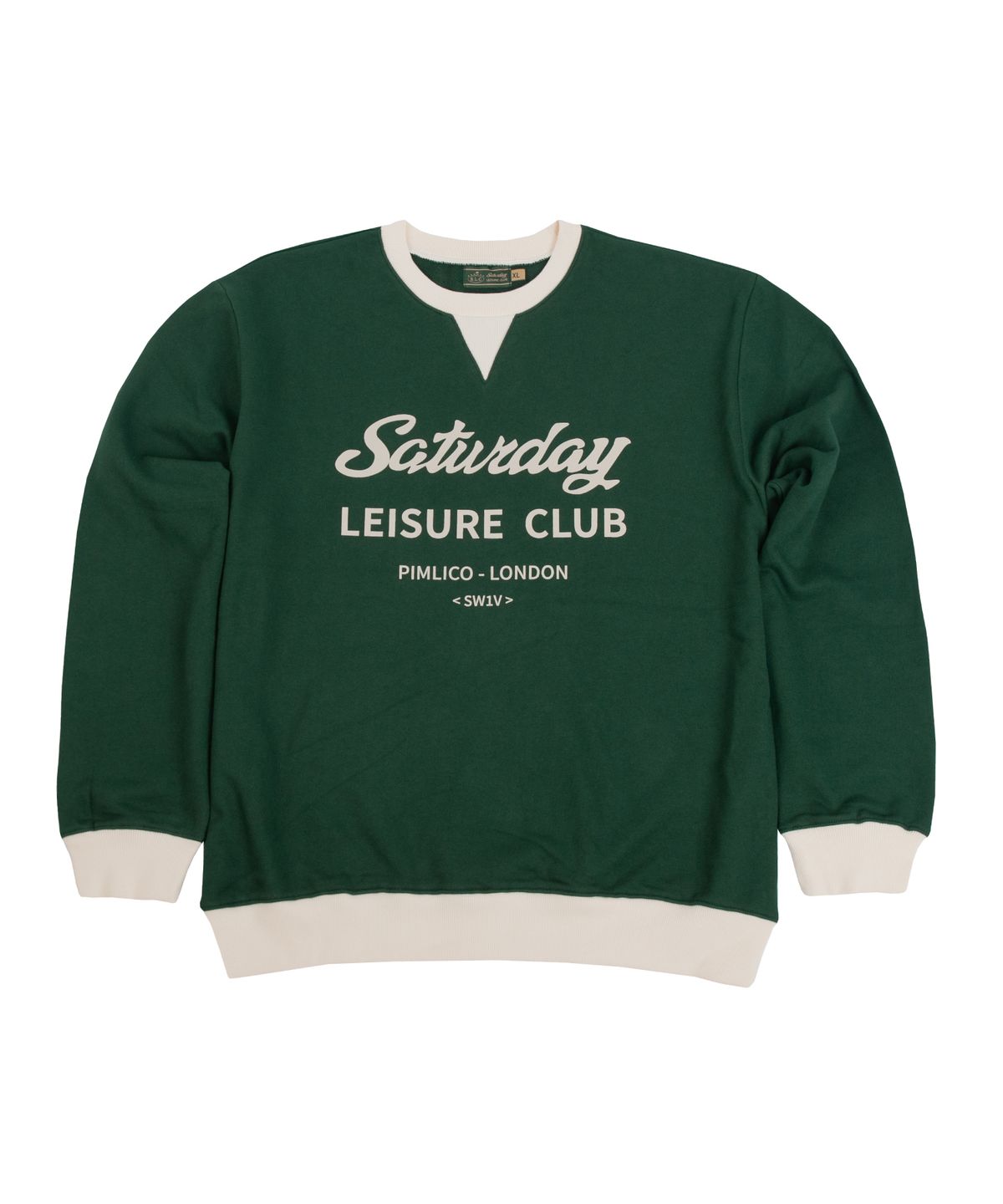 세러데이 레저 클럽(SATURDAY LEISURE CLUB) Saturday Leisure Club Logo Leisure Sweatshirt(Unisex) - Green & Ivory