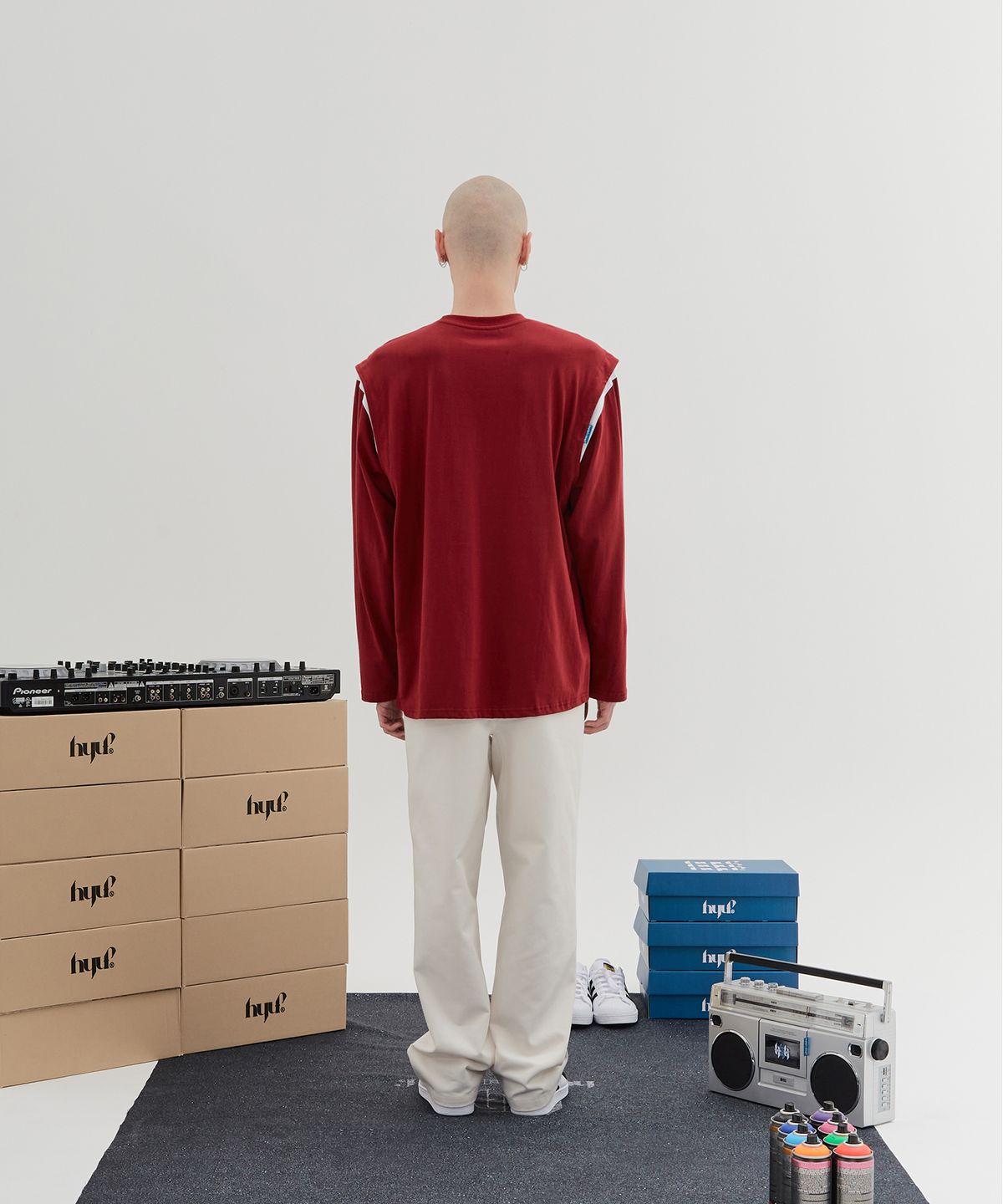 혀프 바이 혀프(HYUP BY HYUF) Varsity Long Sleeve_Wine