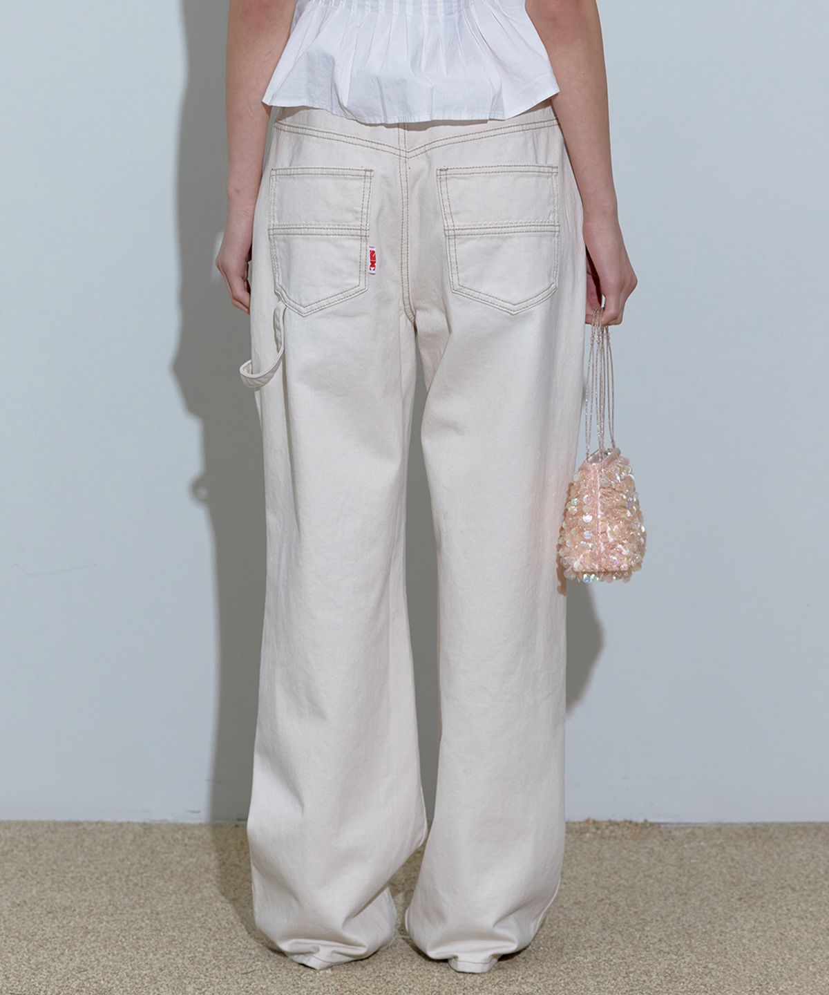 스컬프터(SCULPTOR) Lace Double Knee Pants Peach Twill