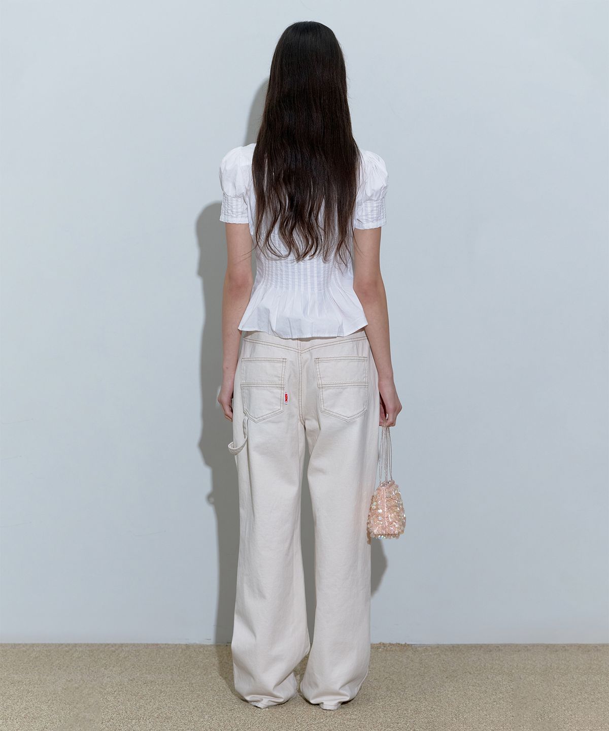 스컬프터(SCULPTOR) Lace Double Knee Pants Peach Twill