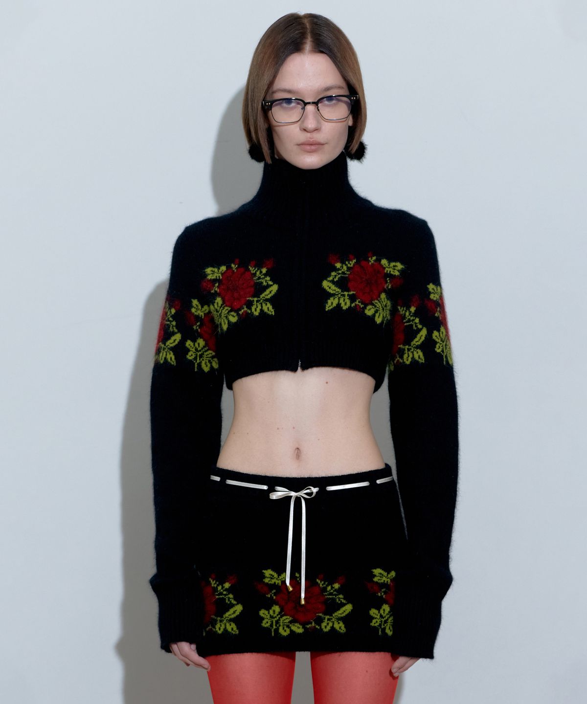 스컬프터(SCULPTOR) Angora Underboob Zip-Up Black