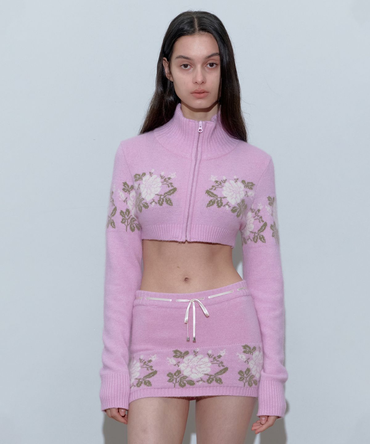 스컬프터(SCULPTOR) Angora Underboob Zip-Up Pink