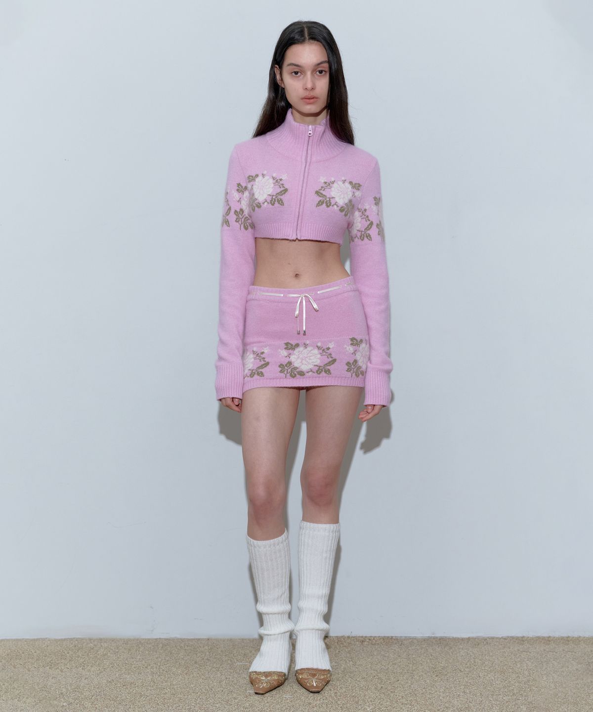 스컬프터(SCULPTOR) Angora Underboob Zip-Up Pink