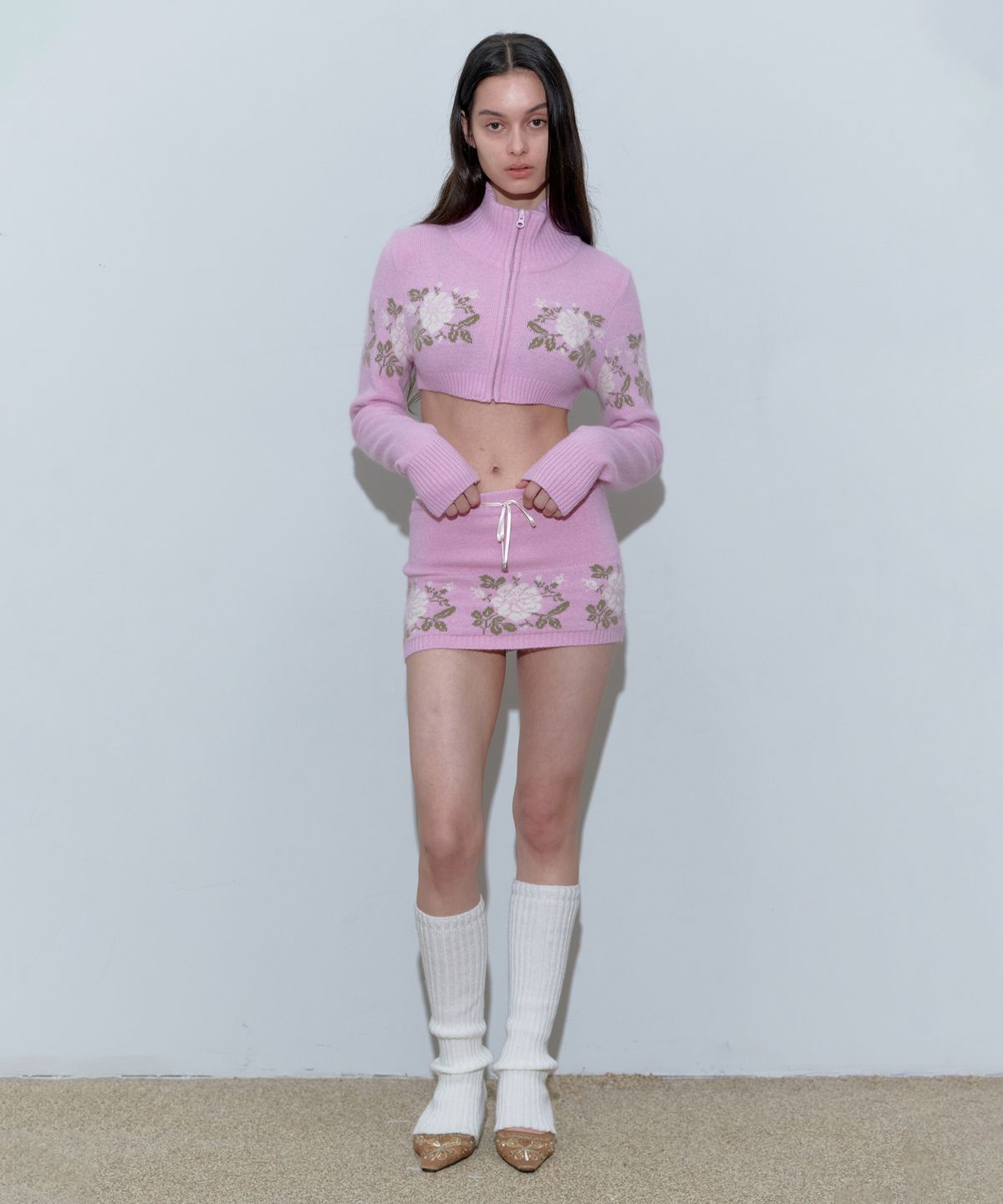 스컬프터(SCULPTOR) Angora Underboob Zip-Up Pink