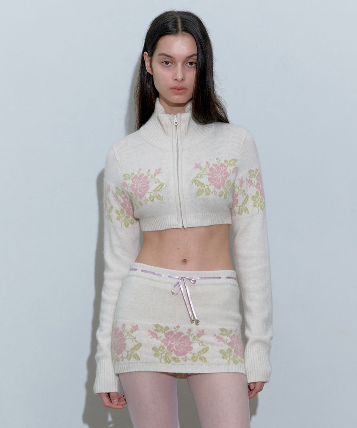스컬프터(SCULPTOR) Angora Underboob Zip-Up Ivory