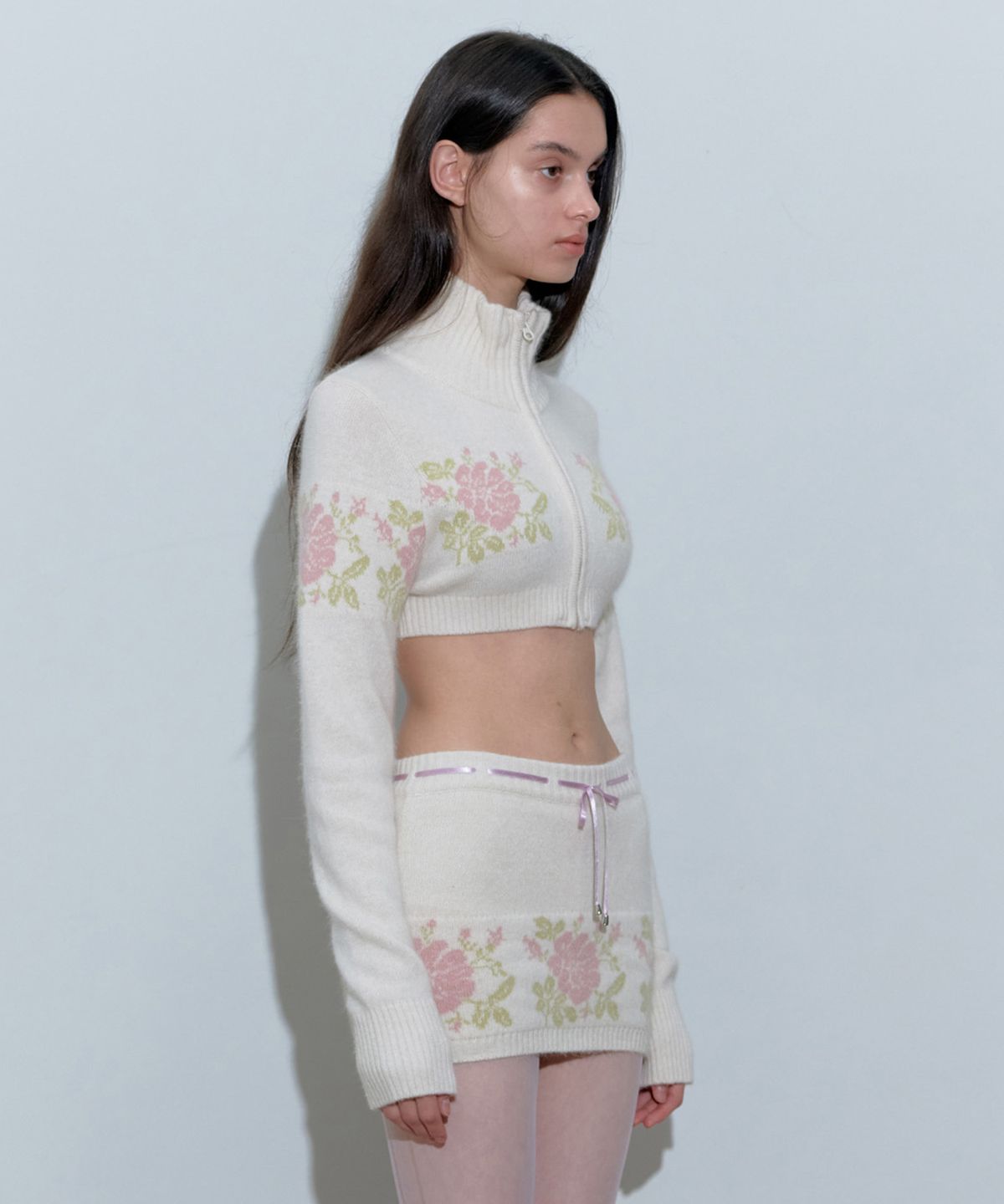 스컬프터(SCULPTOR) Angora Underboob Zip-Up Ivory