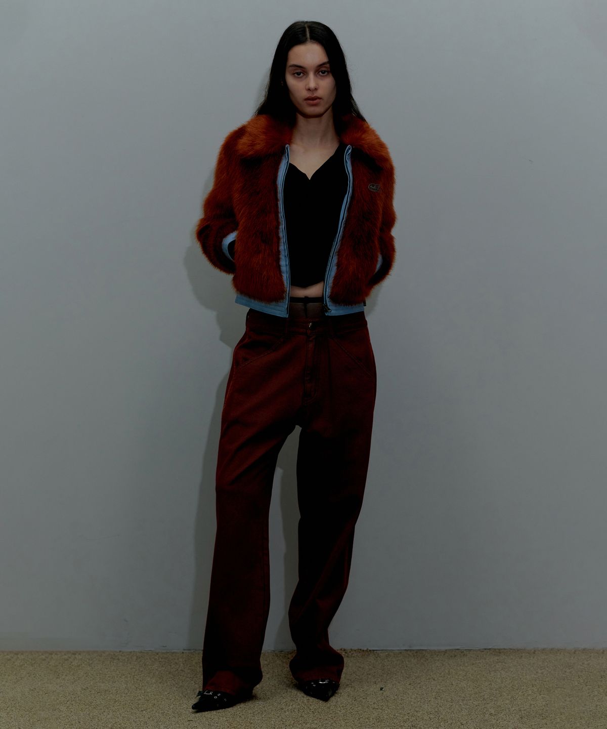 스컬프터(SCULPTOR) Faux Fur Grizzly Jacket Tangerine