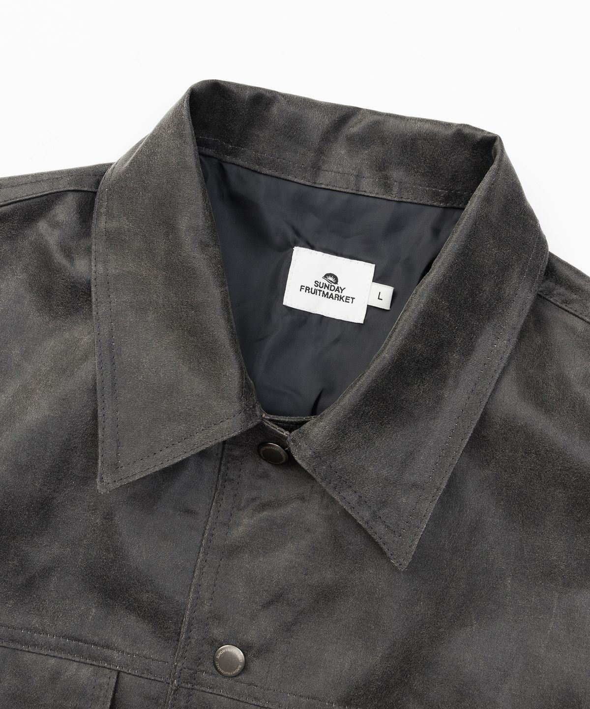 선데이후르츠마켓(SUNDAY FRUIT MARKET) COSMIC FAUX LEATHER JACKET CHARCOAL