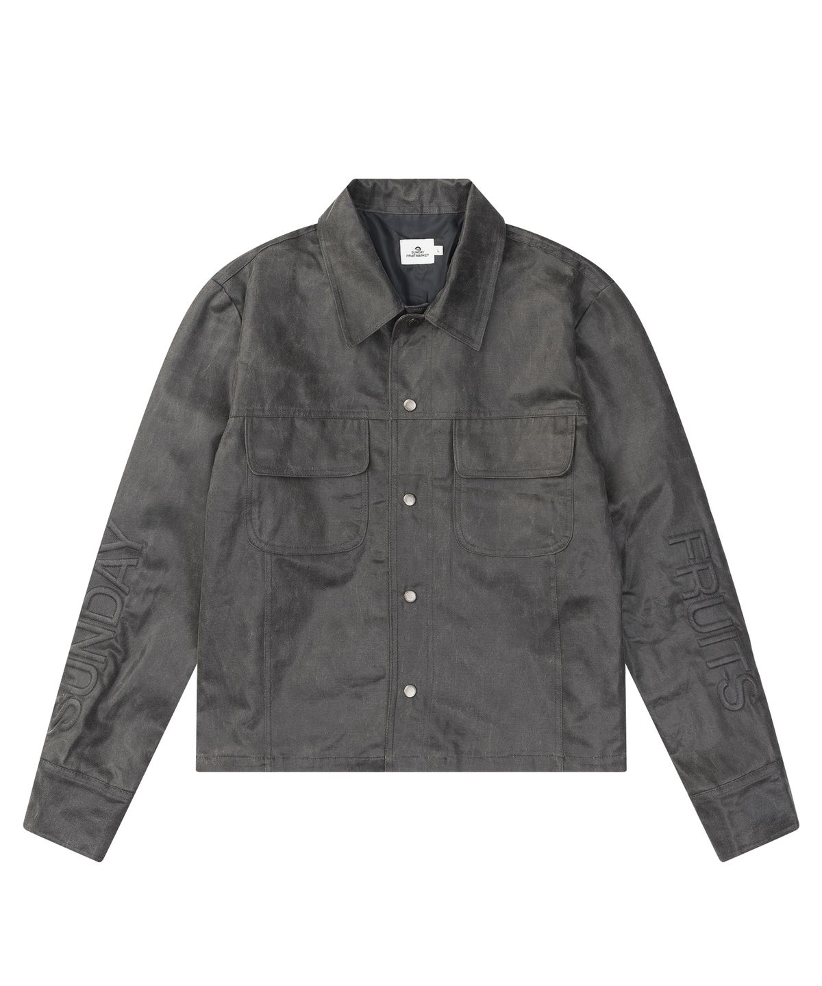 선데이후르츠마켓(SUNDAY FRUIT MARKET) COSMIC FAUX LEATHER JACKET CHARCOAL