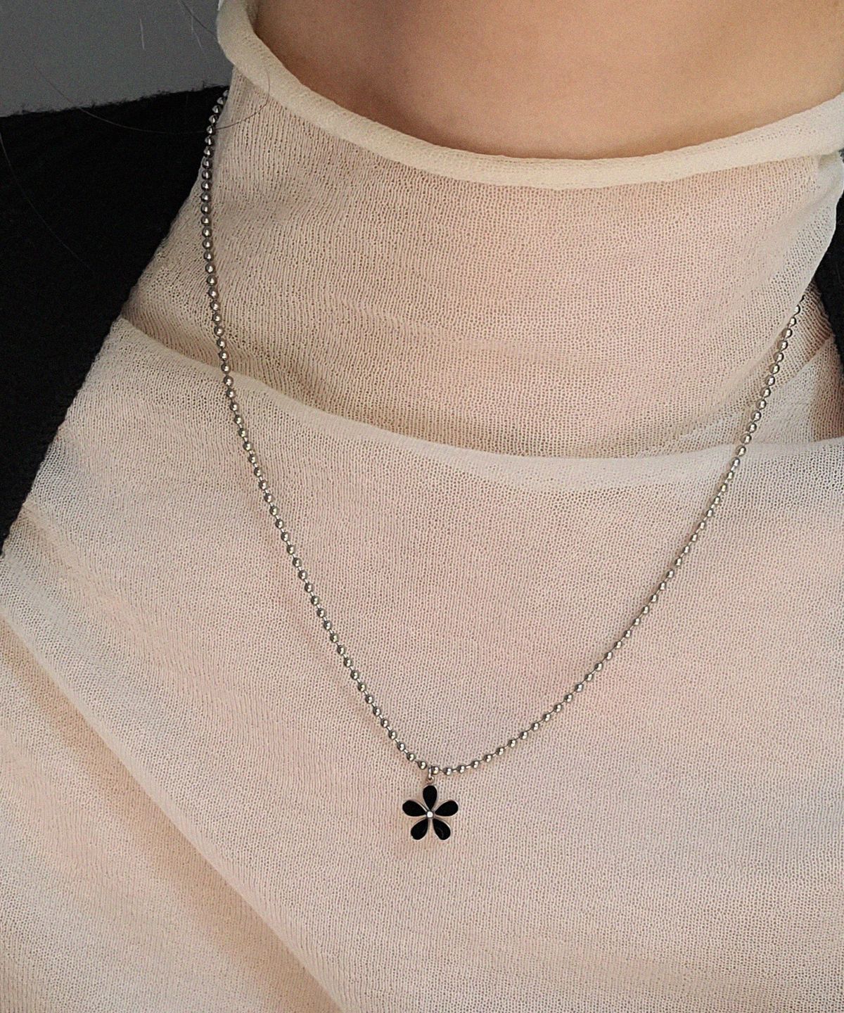 롬브리앙(L'OMBRILLANT) 플뢰르 볼체인 네크리스  세트 (BLACK)