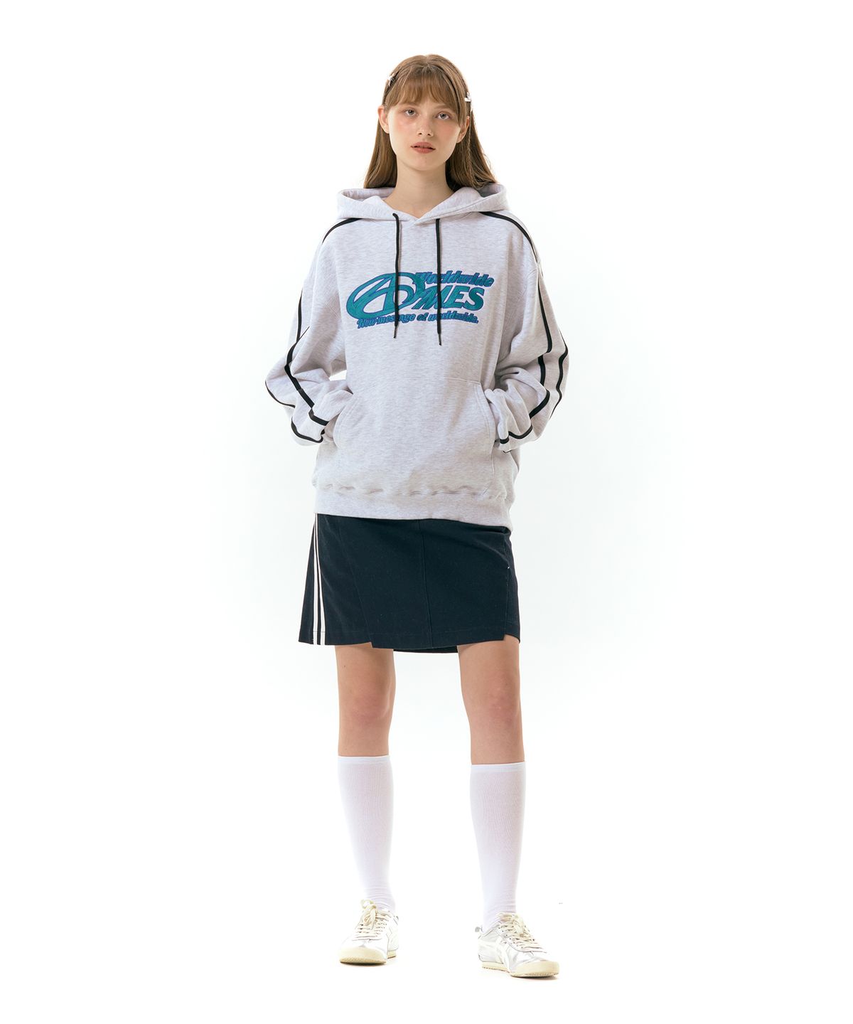 아메스 월드와이드(AMES-WORLDWIDE) SYMBOL LOGO EMBROIDERY HOODIE GREY (AM2DFUM408A)