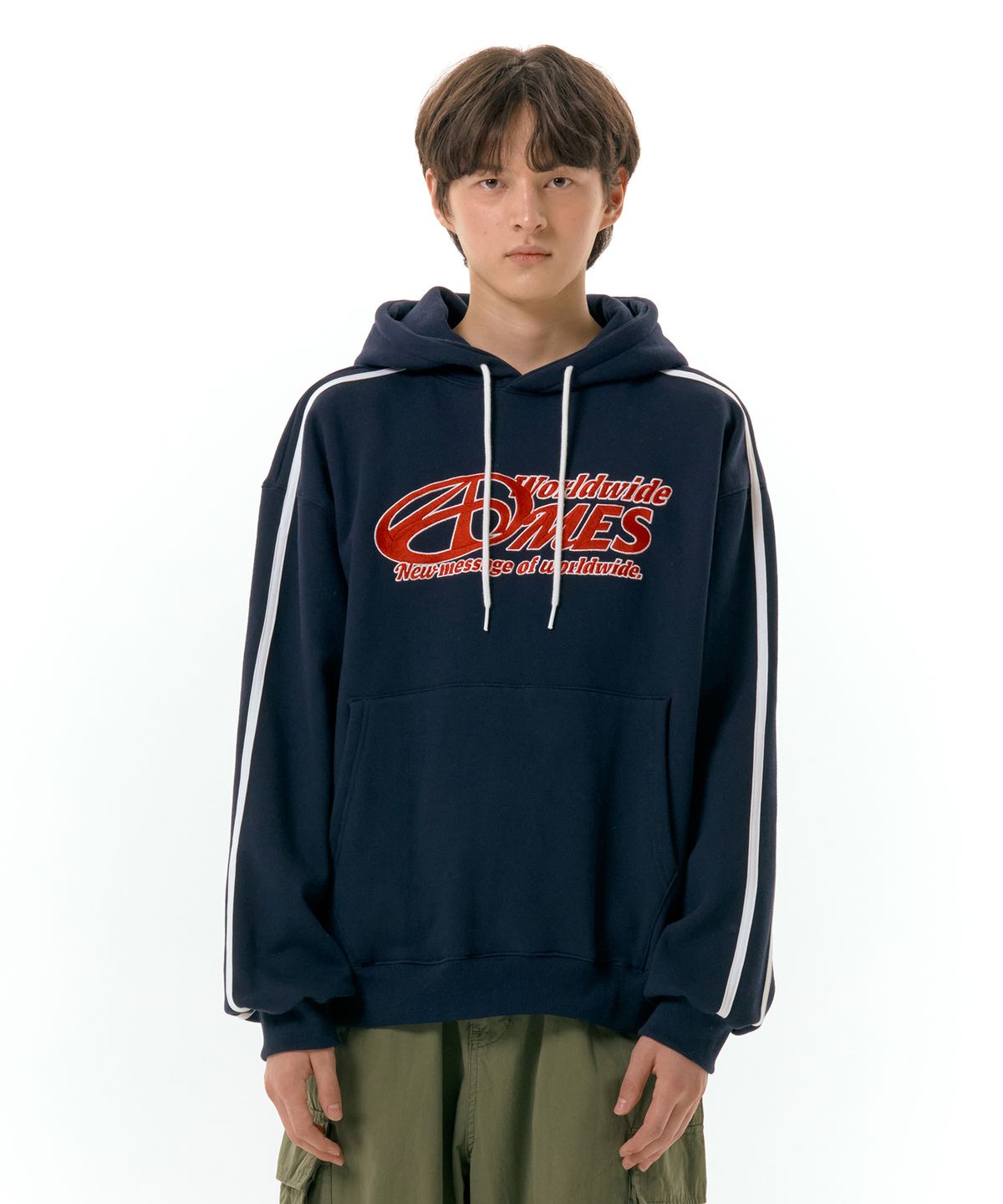 아메스 월드와이드(AMES-WORLDWIDE) SYMBOL LOGO EMBROIDERY HOODIE NAVY (AM2DFUM408A)
