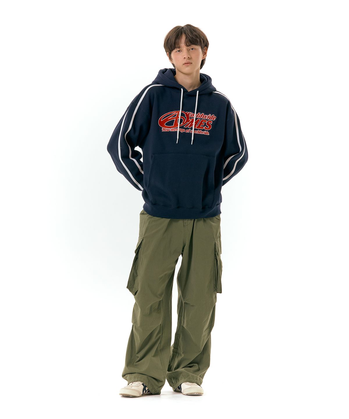 아메스 월드와이드(AMES-WORLDWIDE) SYMBOL LOGO EMBROIDERY HOODIE NAVY (AM2DFUM408A)
