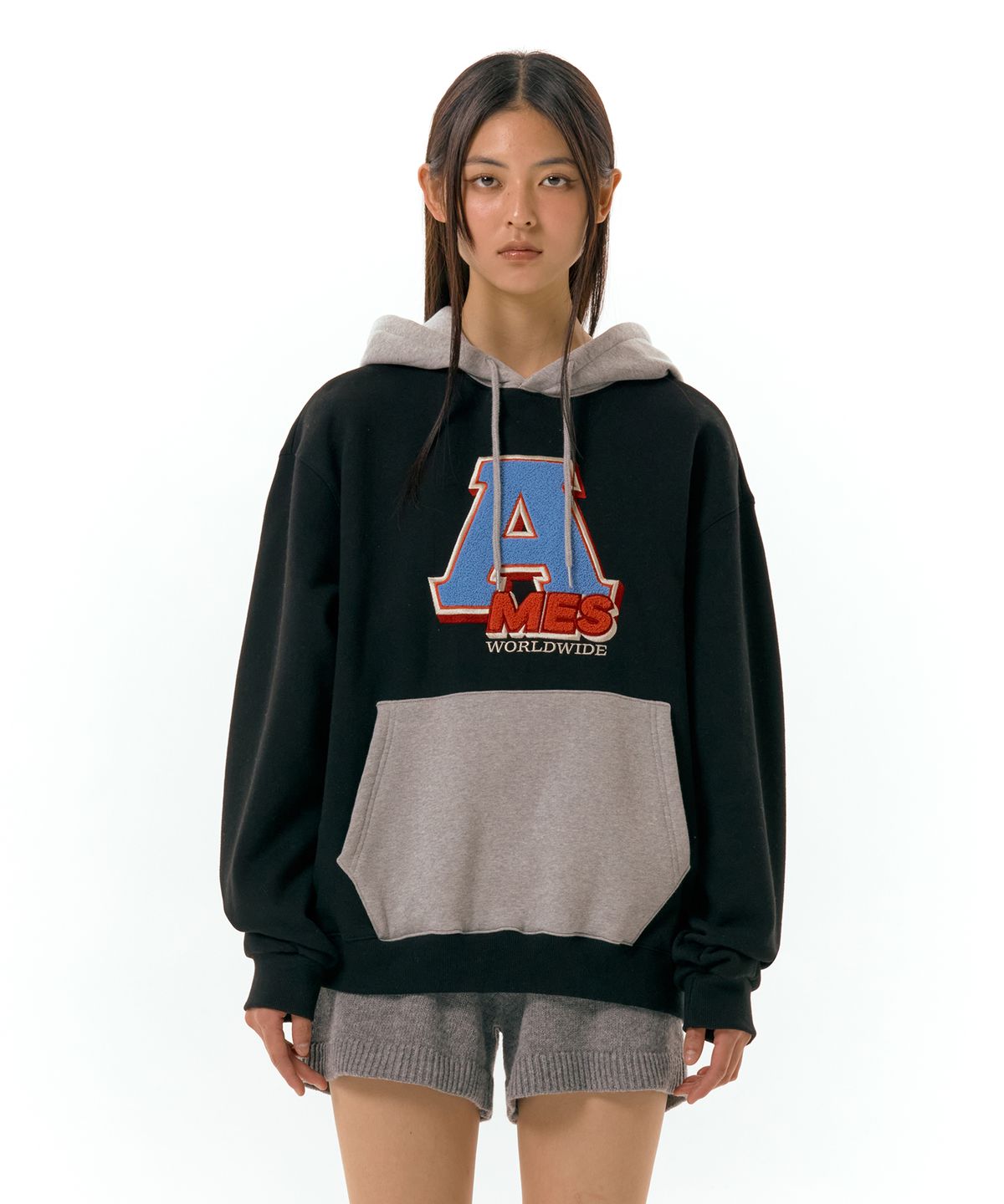 아메스 월드와이드(AMES-WORLDWIDE) A BOUCLE HOODIE BLACK (AM2DFUM407A)
