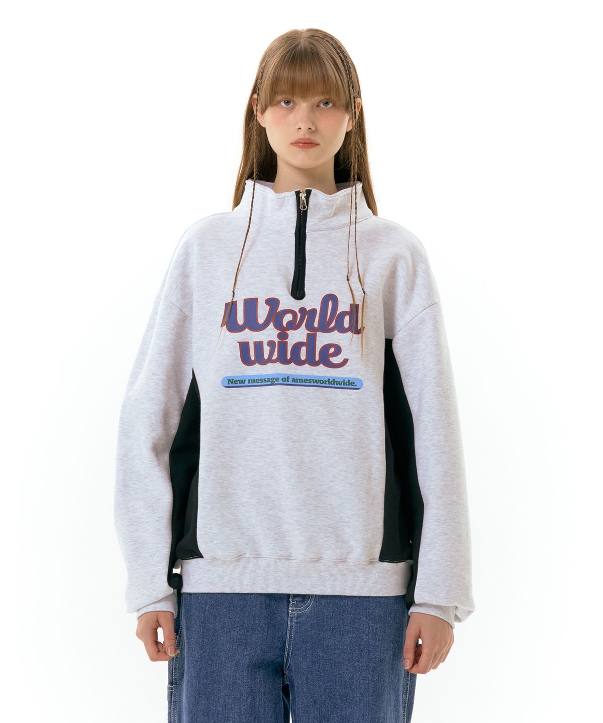 아메스 월드와이드(AMES-WORLDWIDE) WORLDWIDE HALF ZIP UP GREY (AM2DFUM481A)