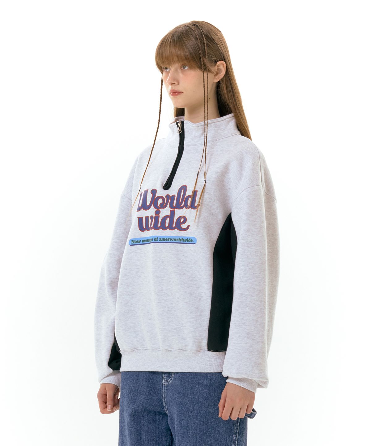 아메스 월드와이드(AMES-WORLDWIDE) WORLDWIDE HALF ZIP UP GREY (AM2DFUM481A)