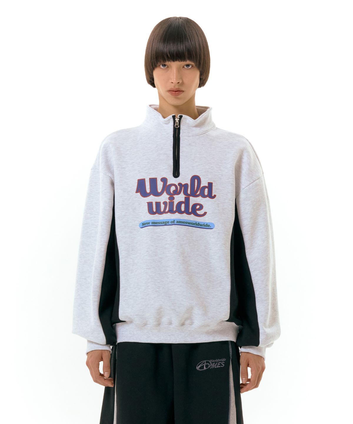 아메스 월드와이드(AMES-WORLDWIDE) WORLDWIDE HALF ZIP UP GREY (AM2DFUM481A)