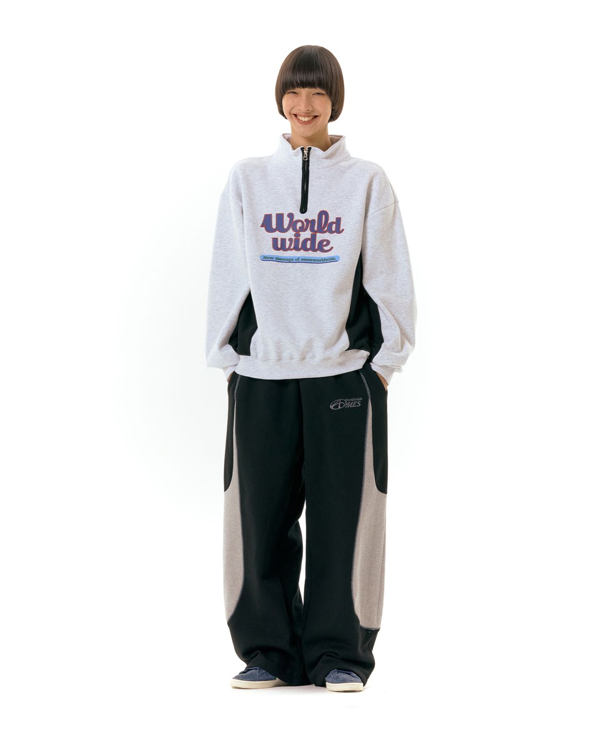 아메스 월드와이드(AMES-WORLDWIDE) WORLDWIDE HALF ZIP UP GREY (AM2DFUM481A)
