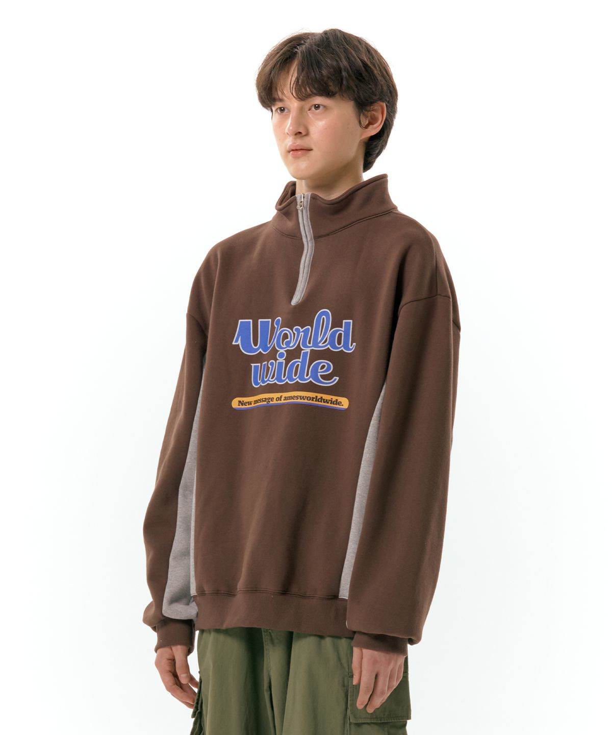 아메스 월드와이드(AMES-WORLDWIDE) WORLDWIDE HALF ZIP UP BROWN (AM2DFUM481A)