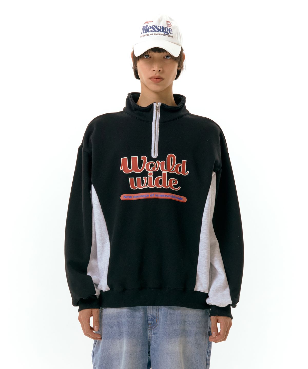 아메스 월드와이드(AMES-WORLDWIDE) WORLDWIDE HALF ZIP UP BLACK