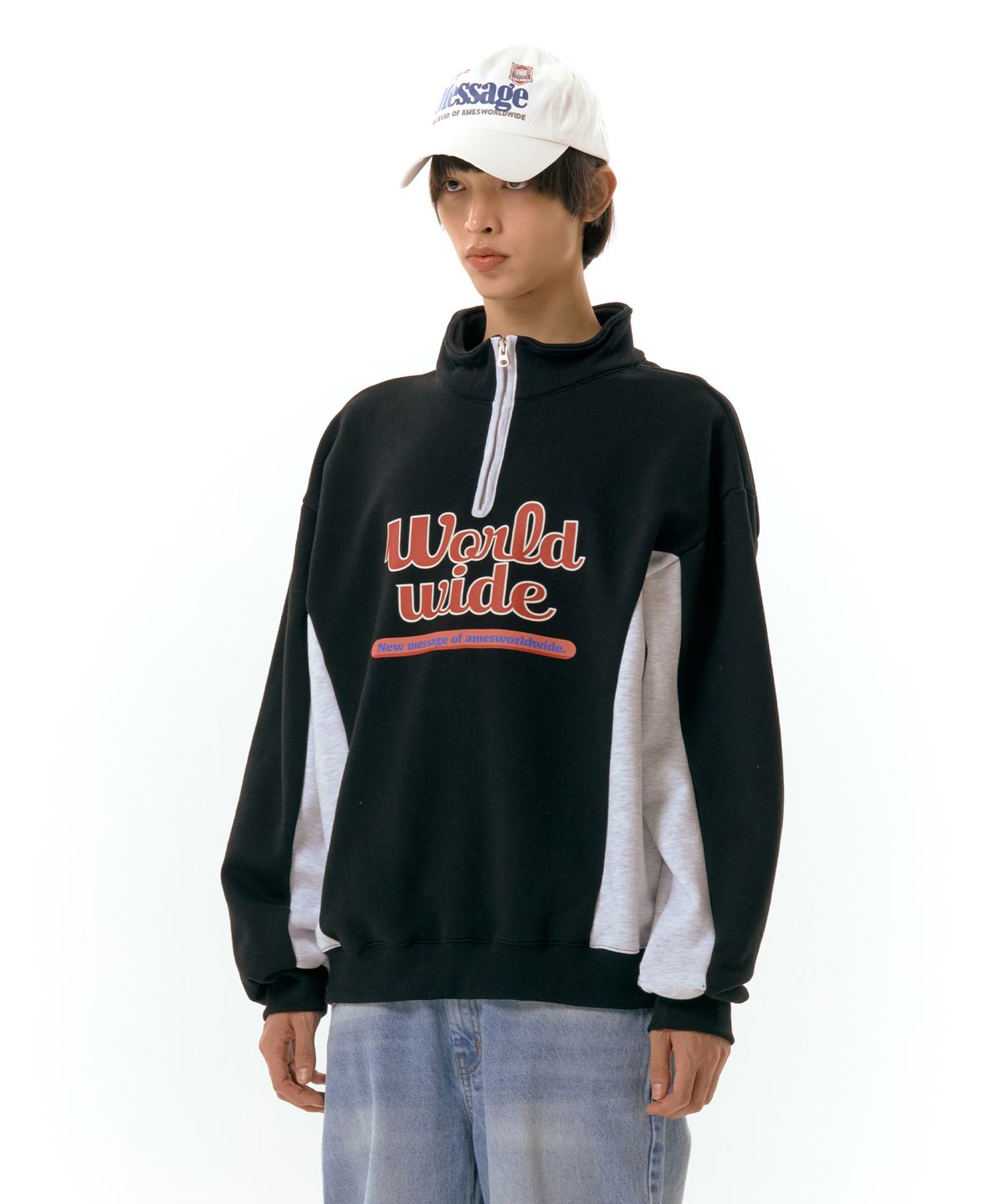 아메스 월드와이드(AMES-WORLDWIDE) WORLDWIDE HALF ZIP UP BLACK