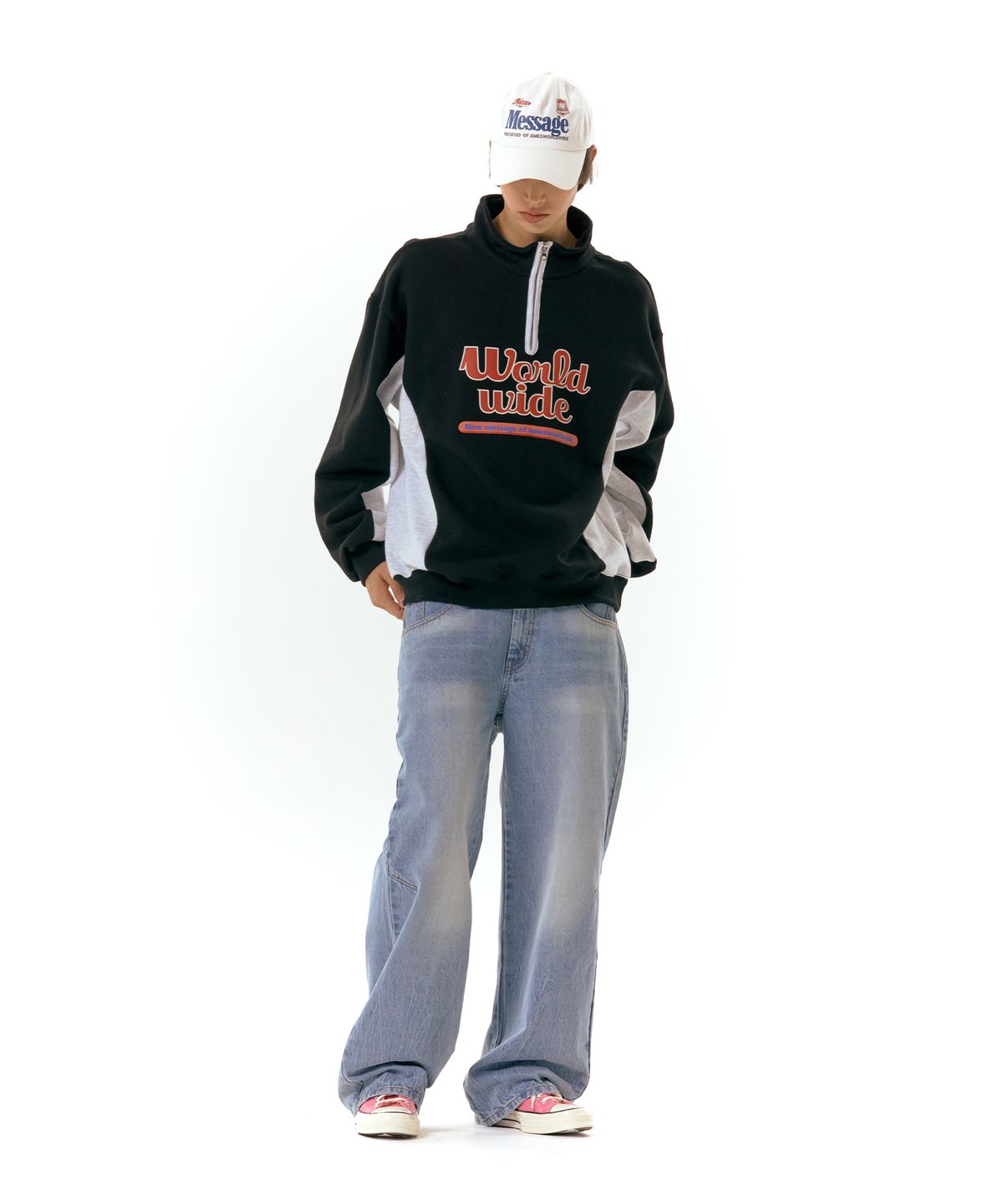 아메스 월드와이드(AMES-WORLDWIDE) WORLDWIDE HALF ZIP UP BLACK