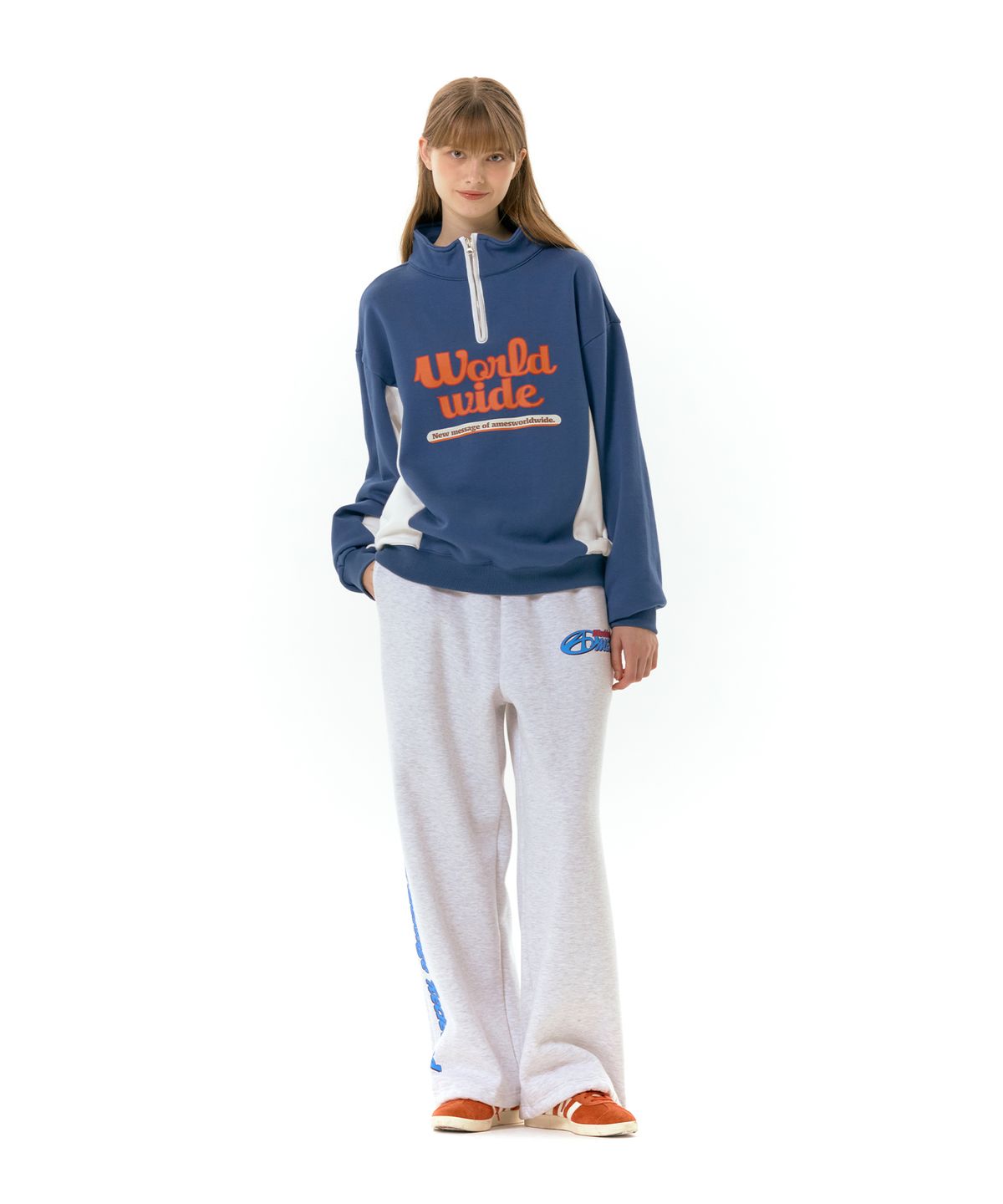 아메스 월드와이드(AMES-WORLDWIDE) WORLDWIDE HALF ZIP UP NAVY (AM2DFUM481A)