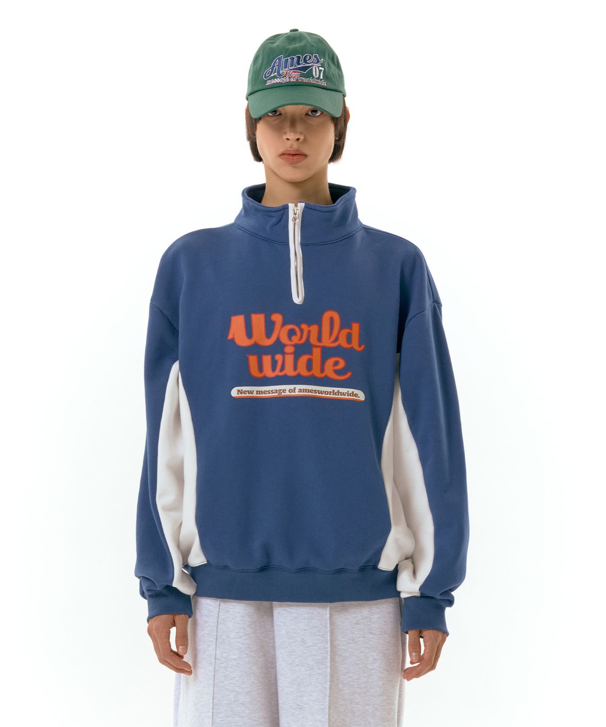 아메스 월드와이드(AMES-WORLDWIDE) WORLDWIDE HALF ZIP UP NAVY (AM2DFUM481A)