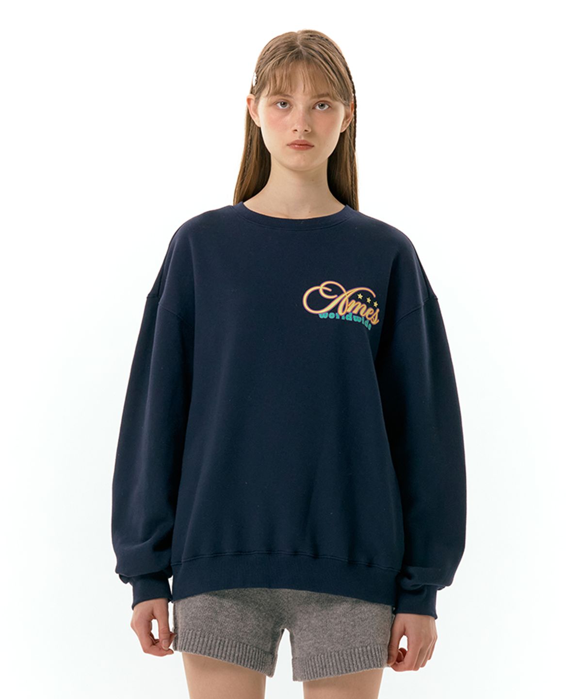 아메스 월드와이드(AMES-WORLDWIDE) NEW MESSAGE SWEATSHIRT NAVY (AM2DFUM446A)