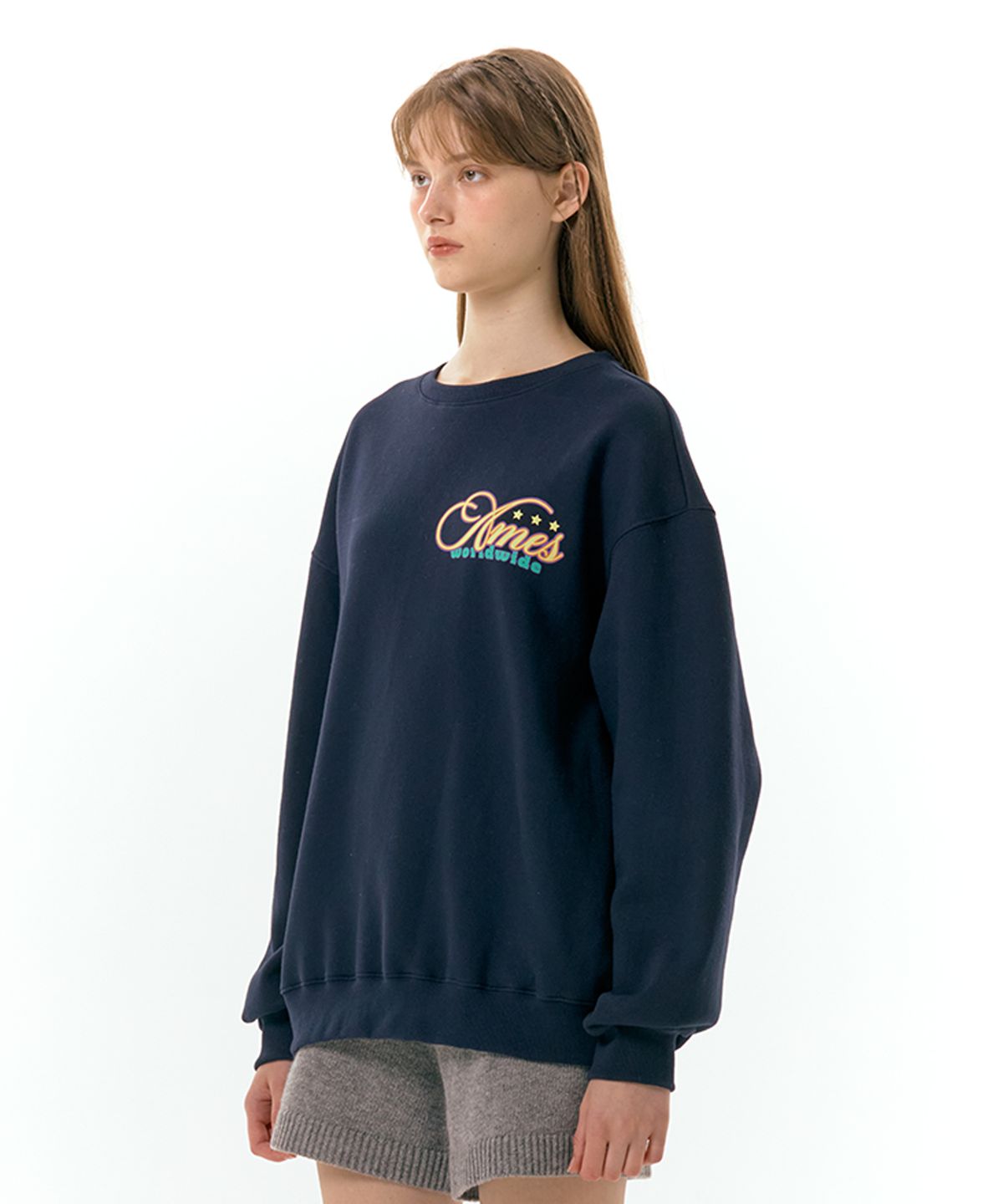 아메스 월드와이드(AMES-WORLDWIDE) NEW MESSAGE SWEATSHIRT NAVY (AM2DFUM446A)
