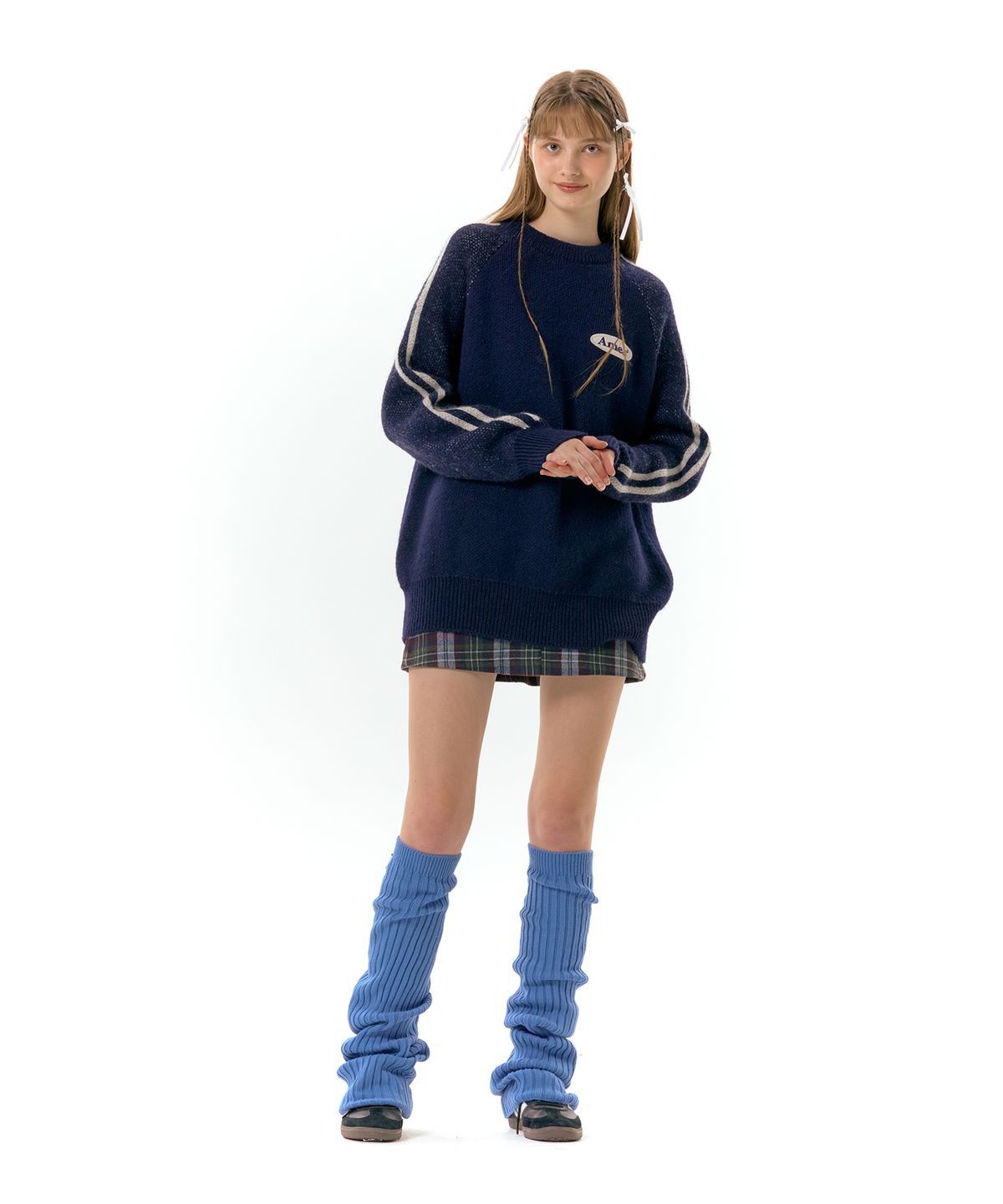 아메스 월드와이드(AMES-WORLDWIDE) BASIC LOGO WAPPEN KNIT NAVY (AM2DFUK602A)