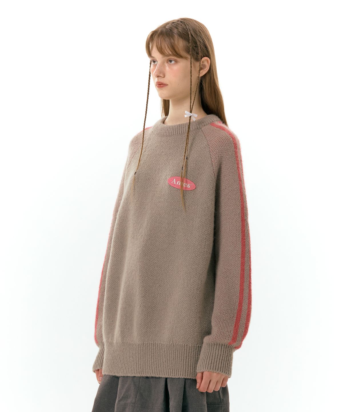 아메스 월드와이드(AMES-WORLDWIDE) BASIC LOGO WAPPEN KNIT BEIGE (AM2DFUK602A)