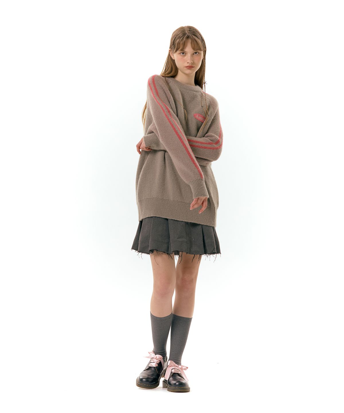 아메스 월드와이드(AMES-WORLDWIDE) BASIC LOGO WAPPEN KNIT BEIGE (AM2DFUK602A)