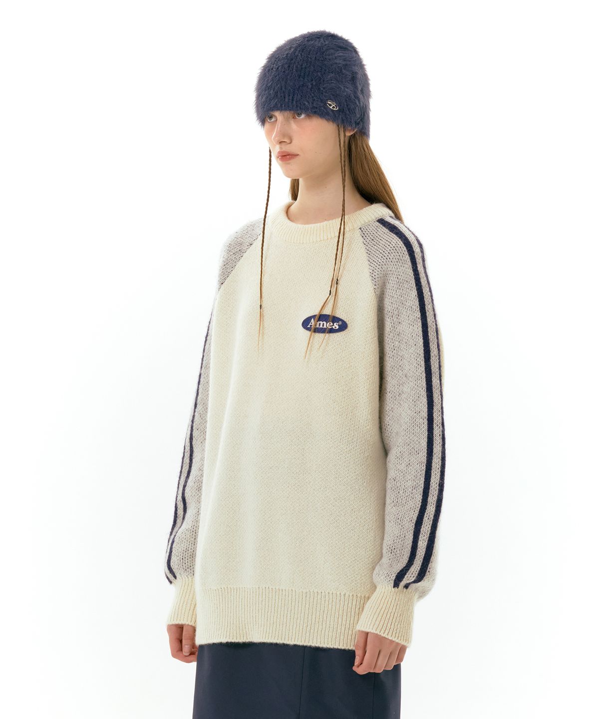 아메스 월드와이드(AMES-WORLDWIDE) BASIC LOGO WAPPEN KNIT IVORY (AM2DFUK602A)