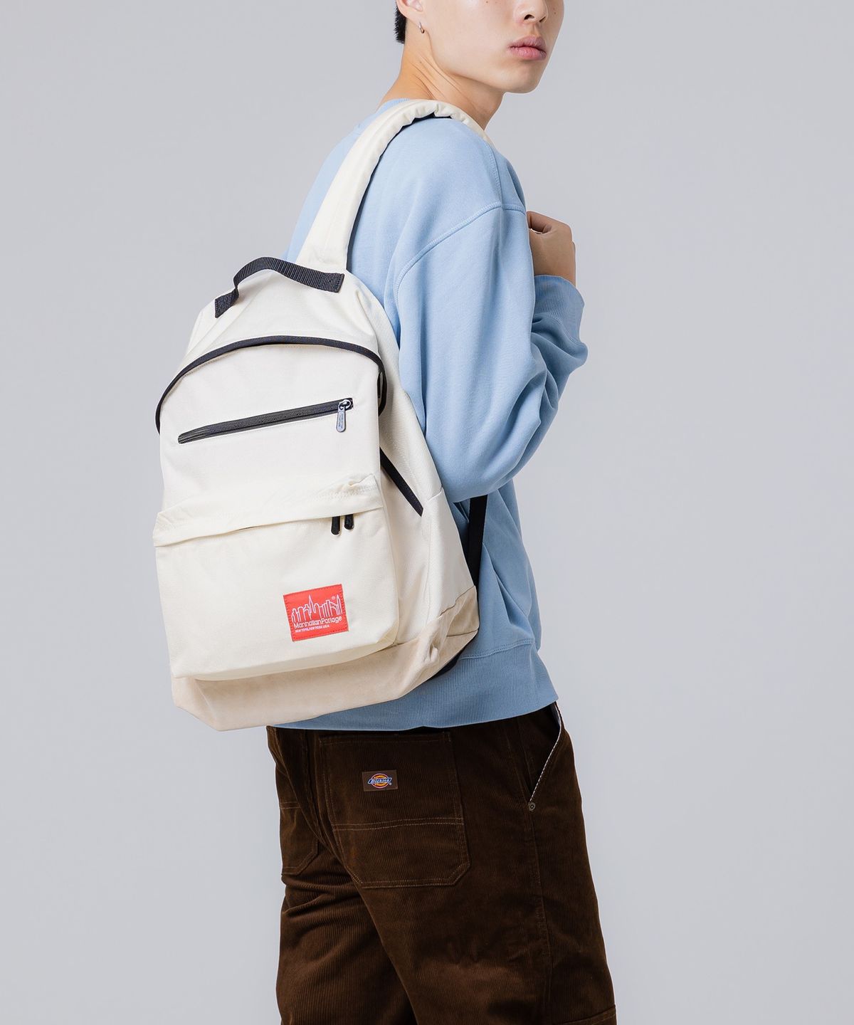 맨하탄 포티지(MANHATTAN PORTAGE) 1211 빅애플 백팩 L IVORY 스웨이드