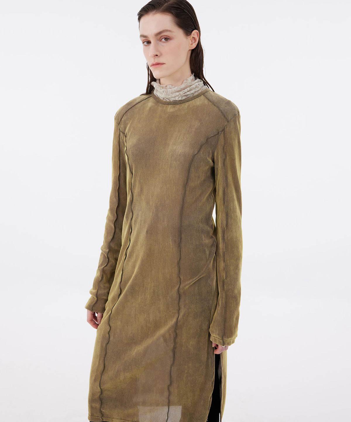 유스(YOUTH) Velvet Jersey Dress - Olive