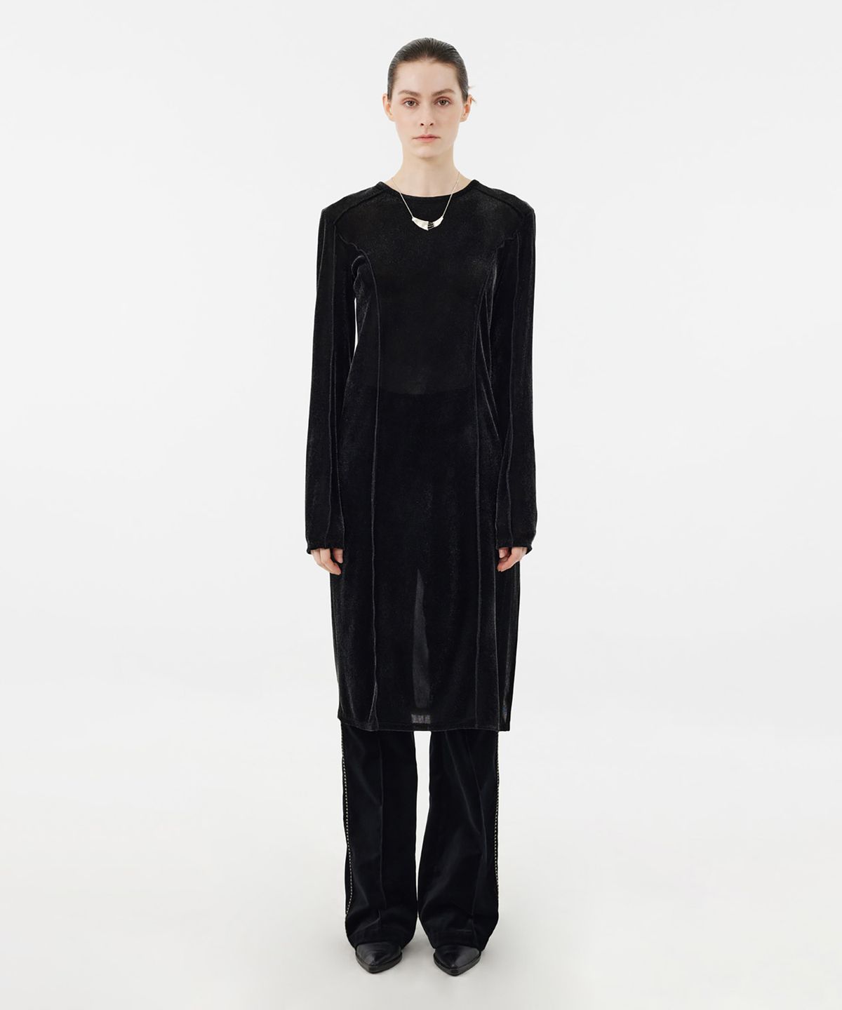 유스(YOUTH) Velvet Jersey Dress - Black Pearl