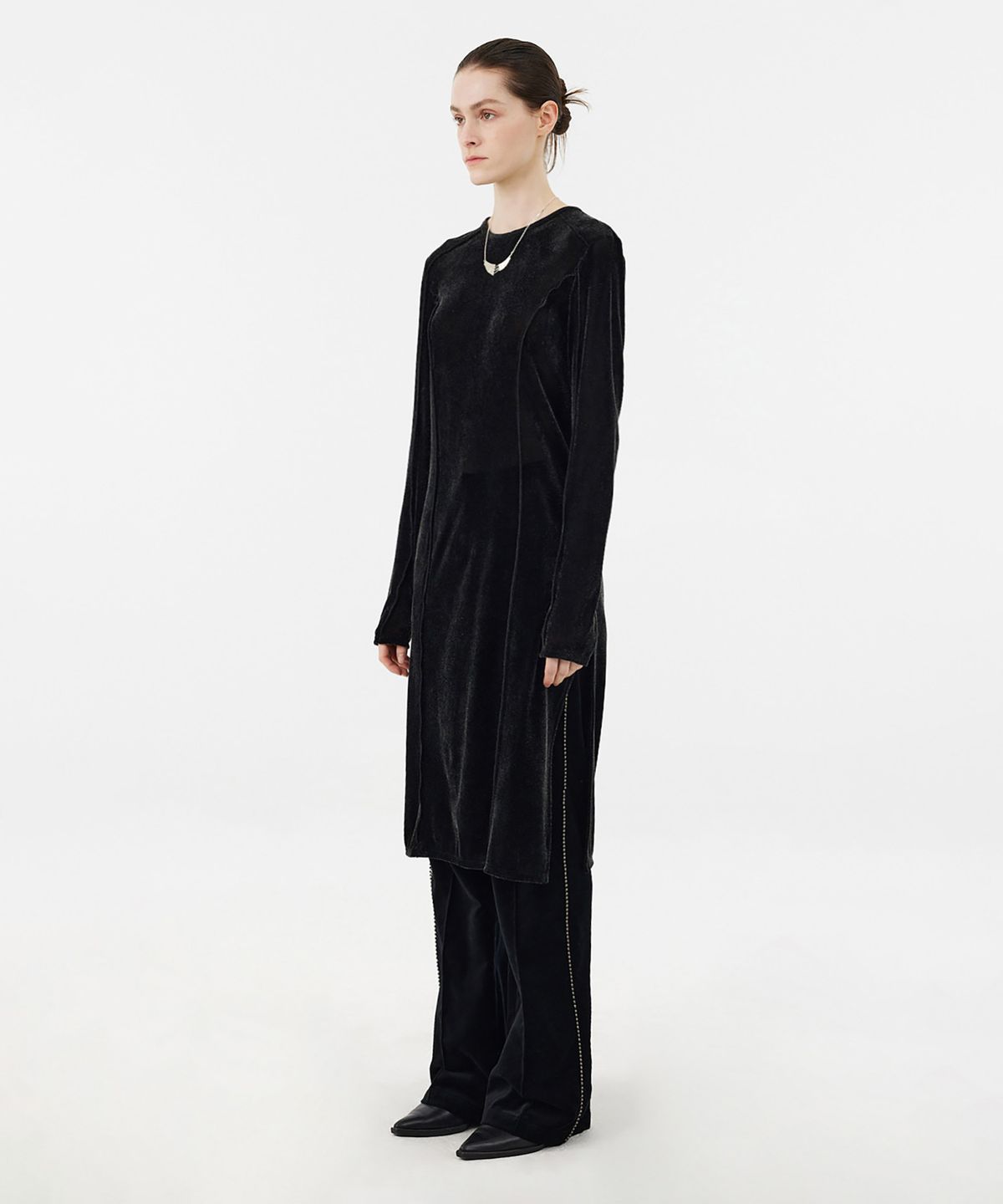 유스(YOUTH) Velvet Jersey Dress - Black Pearl