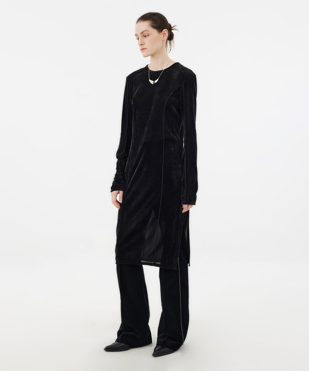 유스(YOUTH) Velvet Jersey Dress - Black Pearl