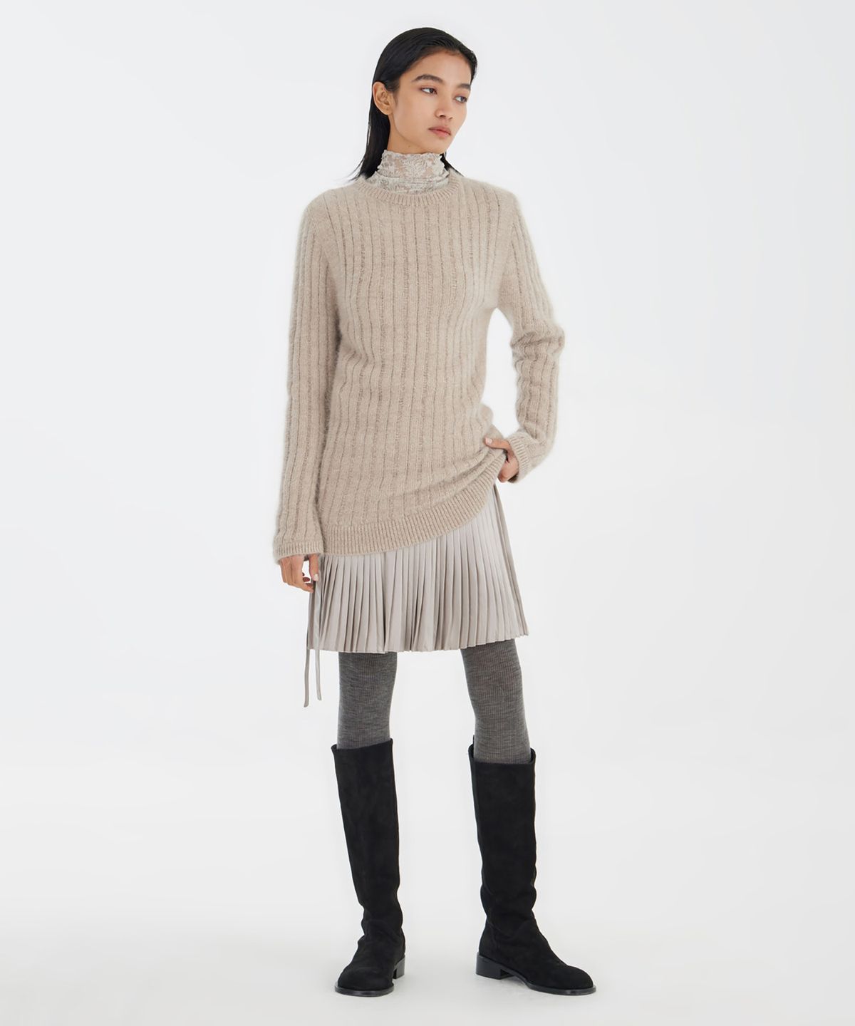 유스(YOUTH) Hairy Angora Knit  - Beige